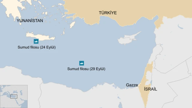 Türkiye İHA'ları Sumud Filosunun Üstünde